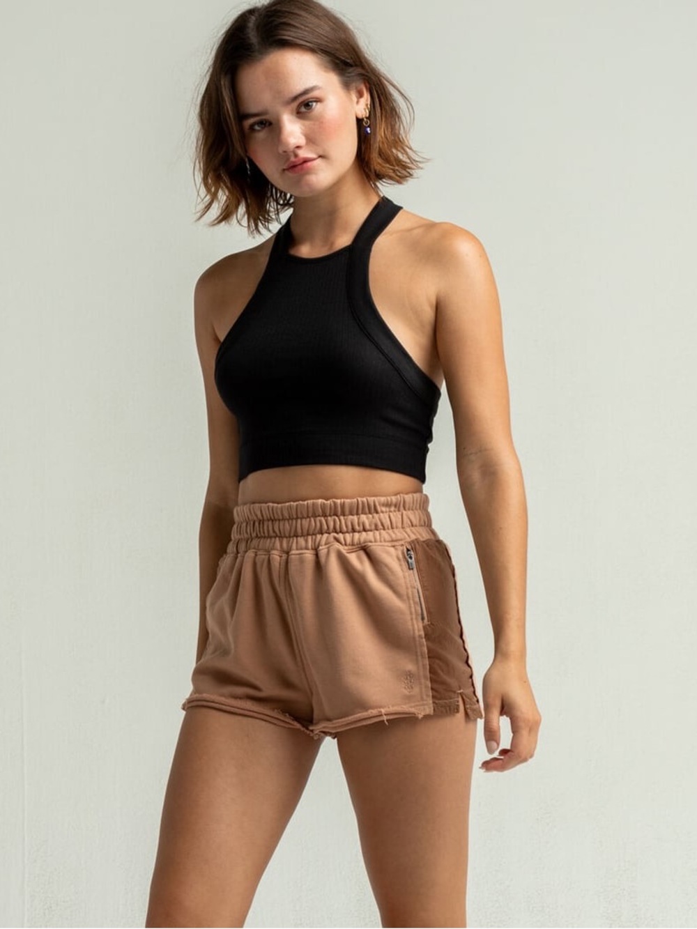 Free People Movement Half Way There Shorts Iced Coffee Size L